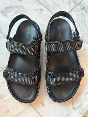 Tory Burch Black Studded Double-Strap Sport Sandals